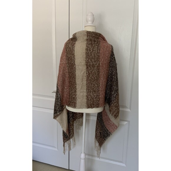 Boutique Womens Scarf Wrap Shawl Brown Dk Chocolate Mauve Beige 69 x 26 Fringe - Picture 7 of 8